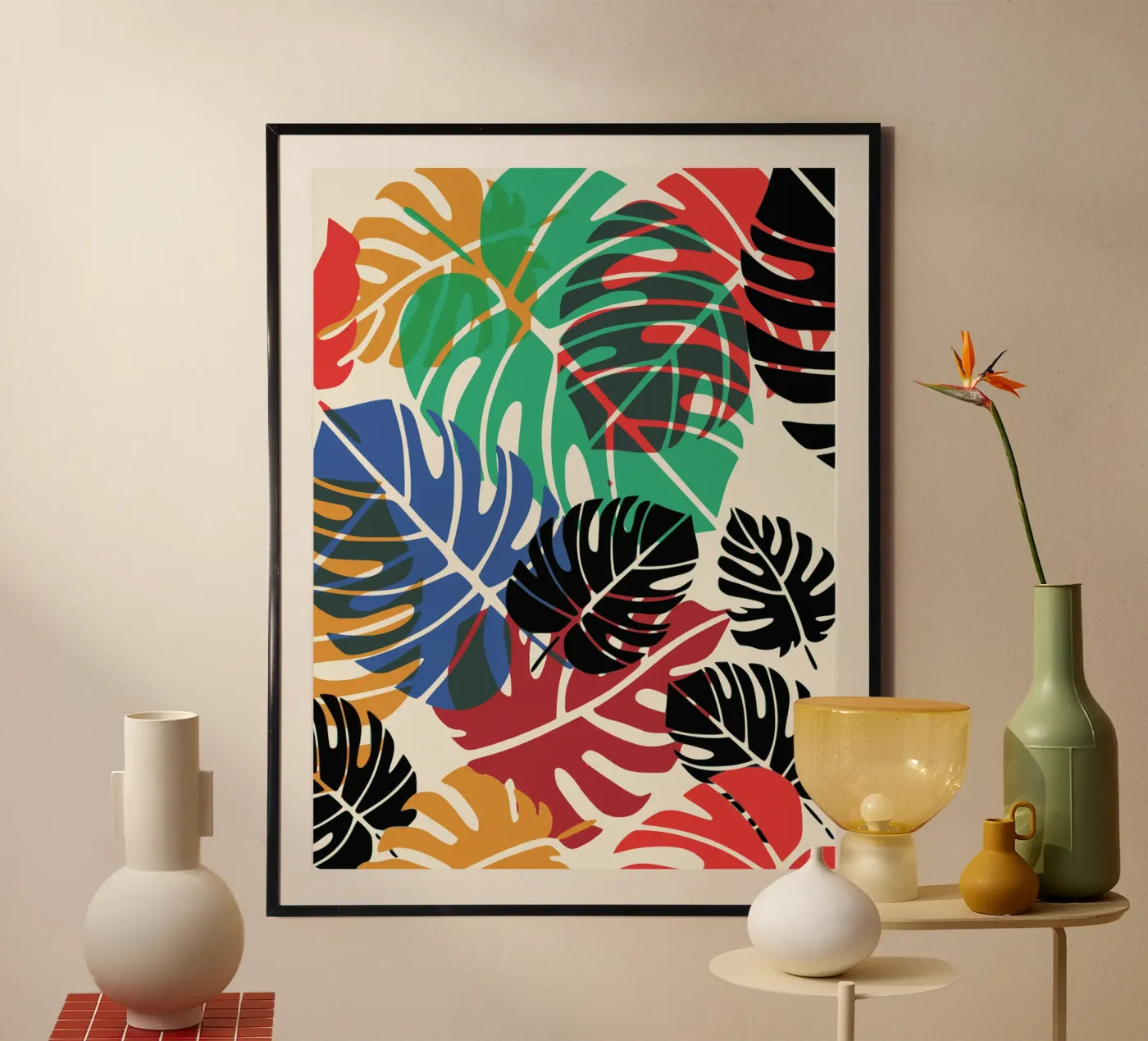 Multicolor monstera poster da Little Dean