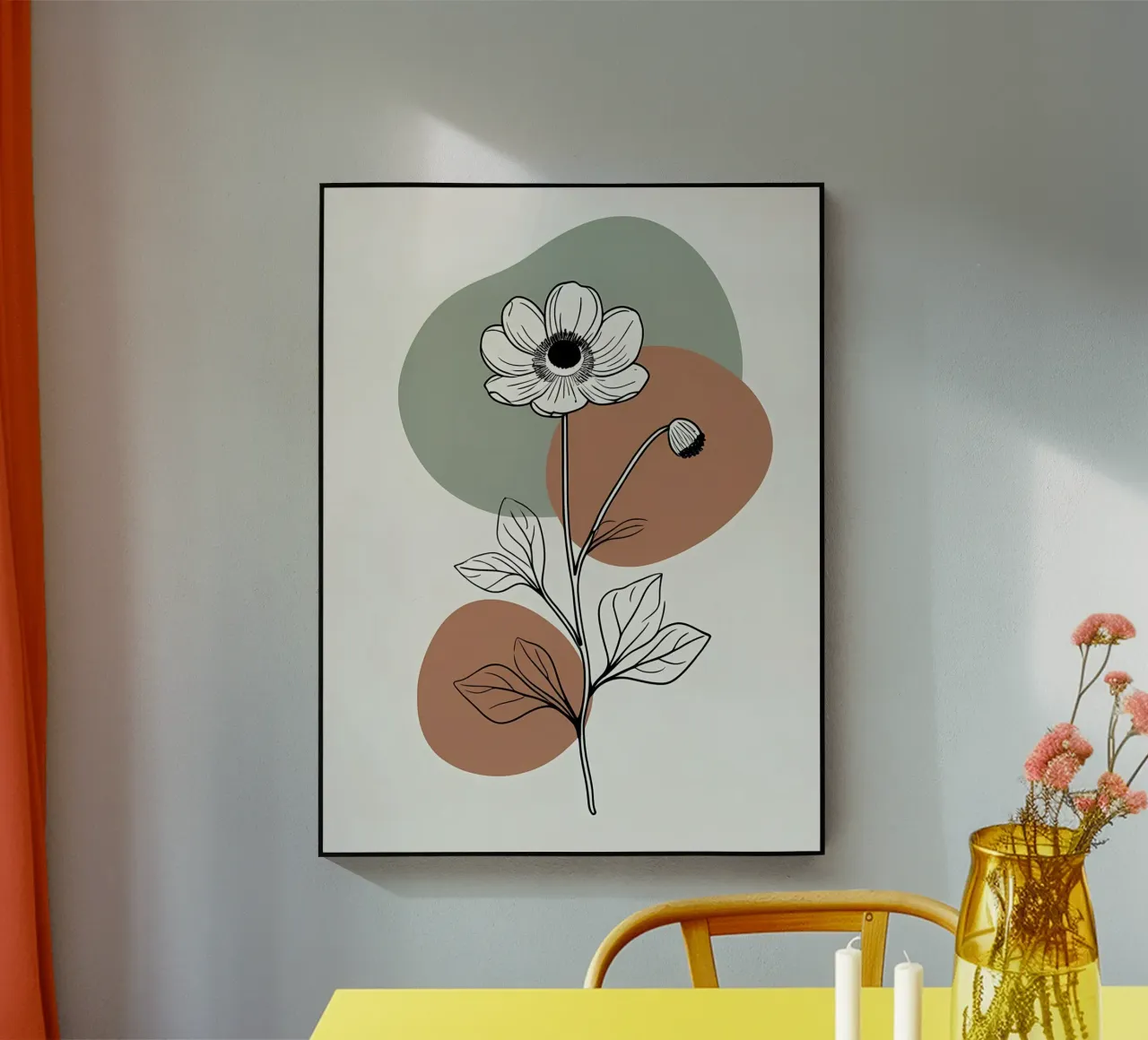 Dessin au trait minimaliste d'une simple fleur d'anémone plexiglas de Bloom And Brush
