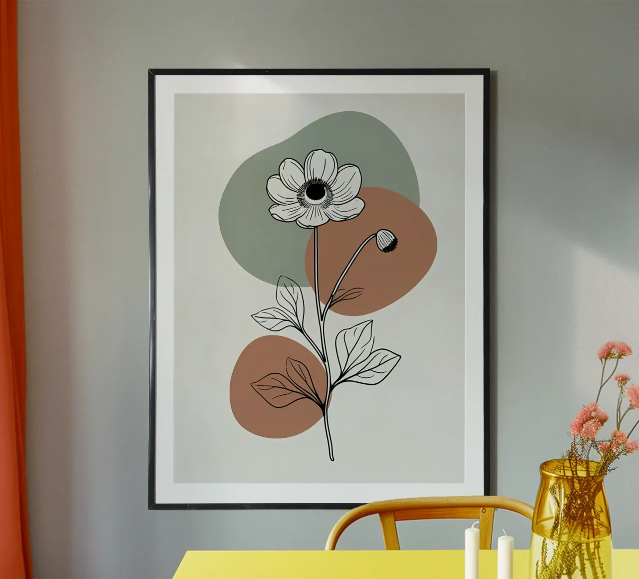 Dessin au trait minimaliste d'une simple fleur d'anémone hahnemühle de Bloom And Brush