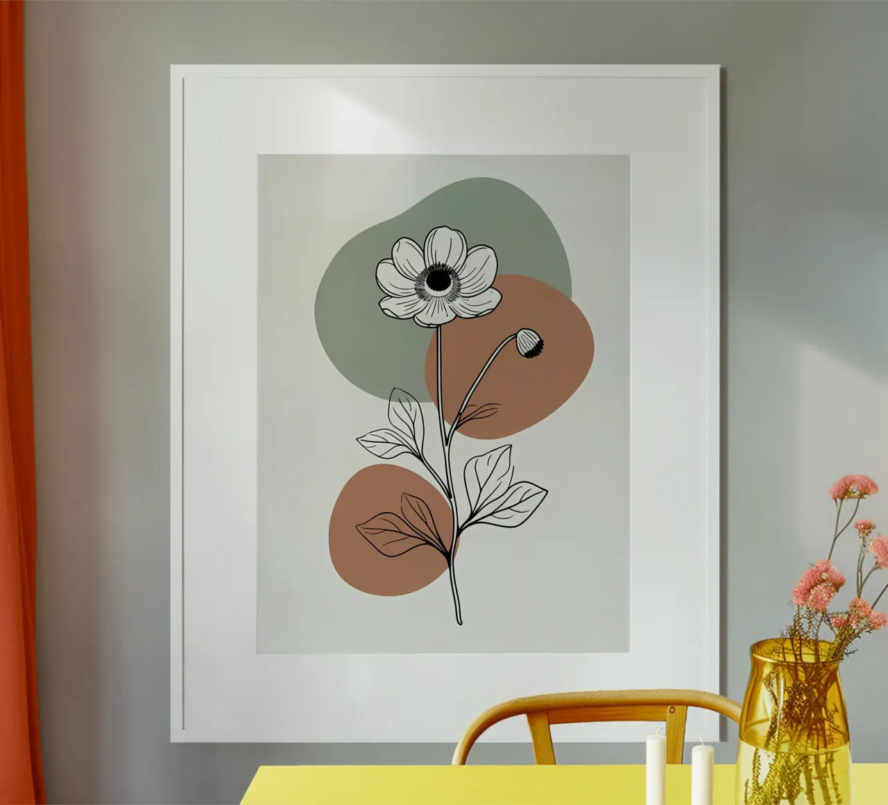 Dessin au trait minimaliste d'une simple fleur d'anémone hahnemühle de Bloom And Brush