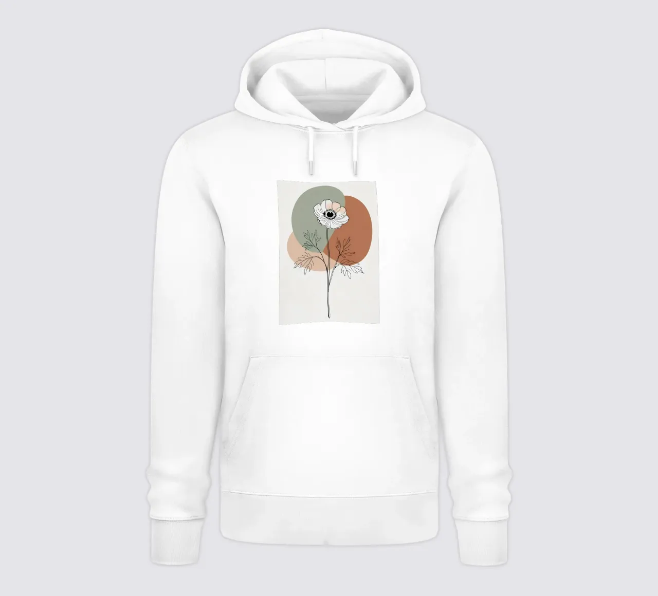 Line art minimalista di un singolo fiore di anemone felpa con cappuccio da Bloom And Brush