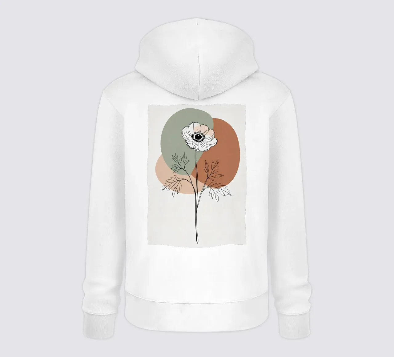 Line art minimalista di un singolo fiore di anemone felpa con cappuccio da Bloom And Brush
