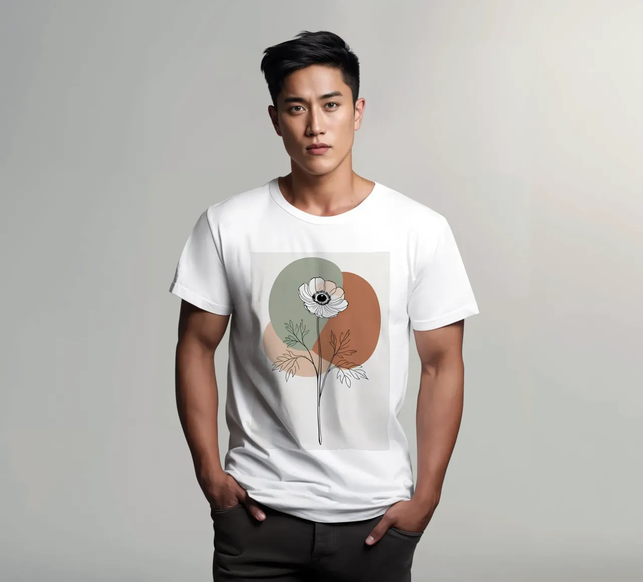 Line art minimalista di un singolo fiore di anemone t-shirt da Bloom And Brush