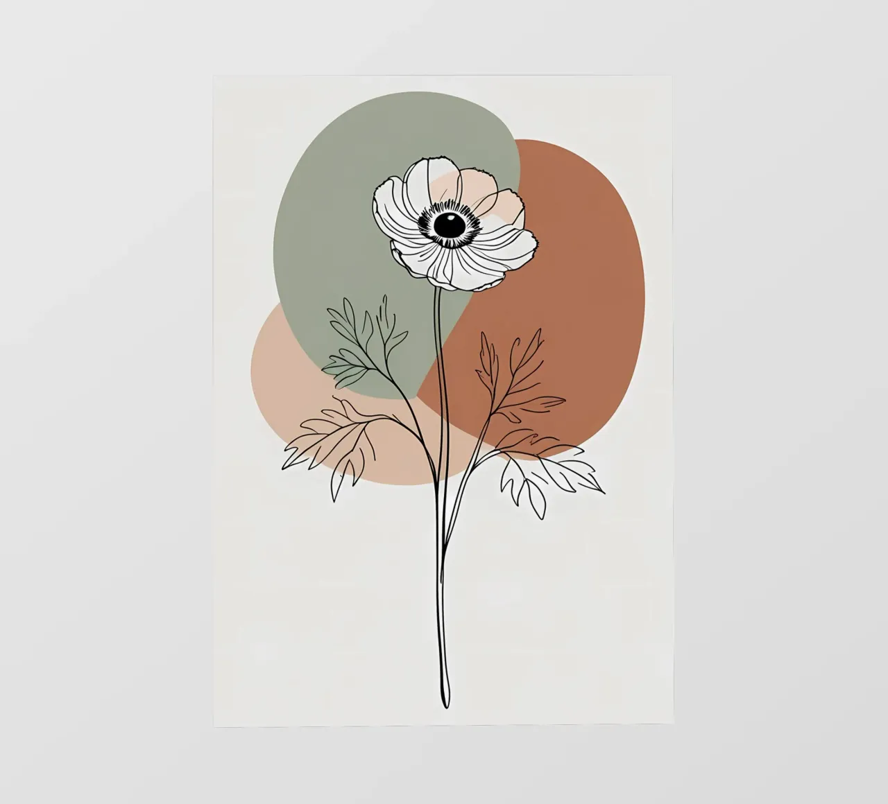 Line art minimalista di un singolo fiore di anemone pellicola backlit da Bloom And Brush