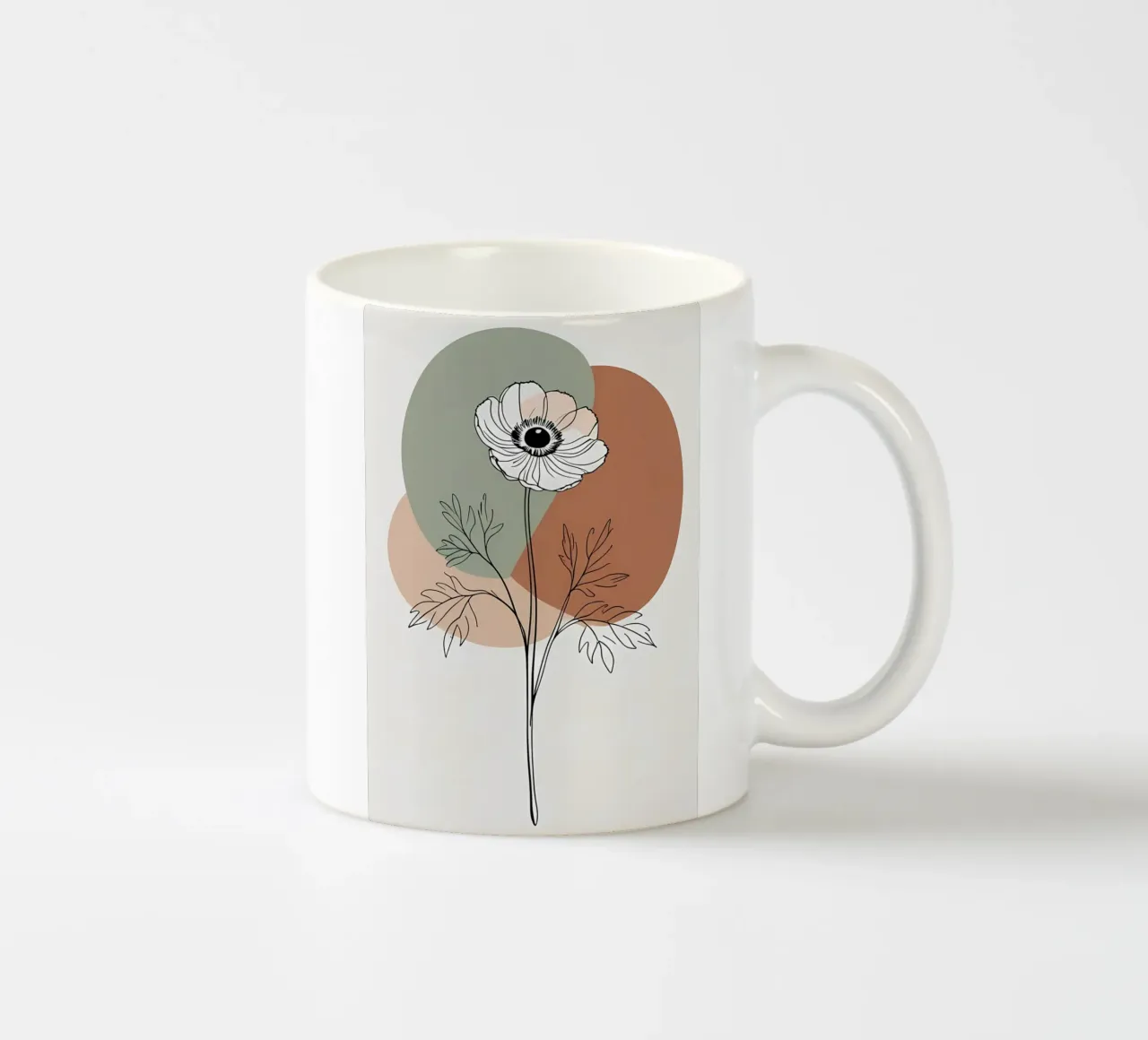 Dessin au trait minimaliste d'une simple fleur d'anémone mug en céramique de Bloom And Brush