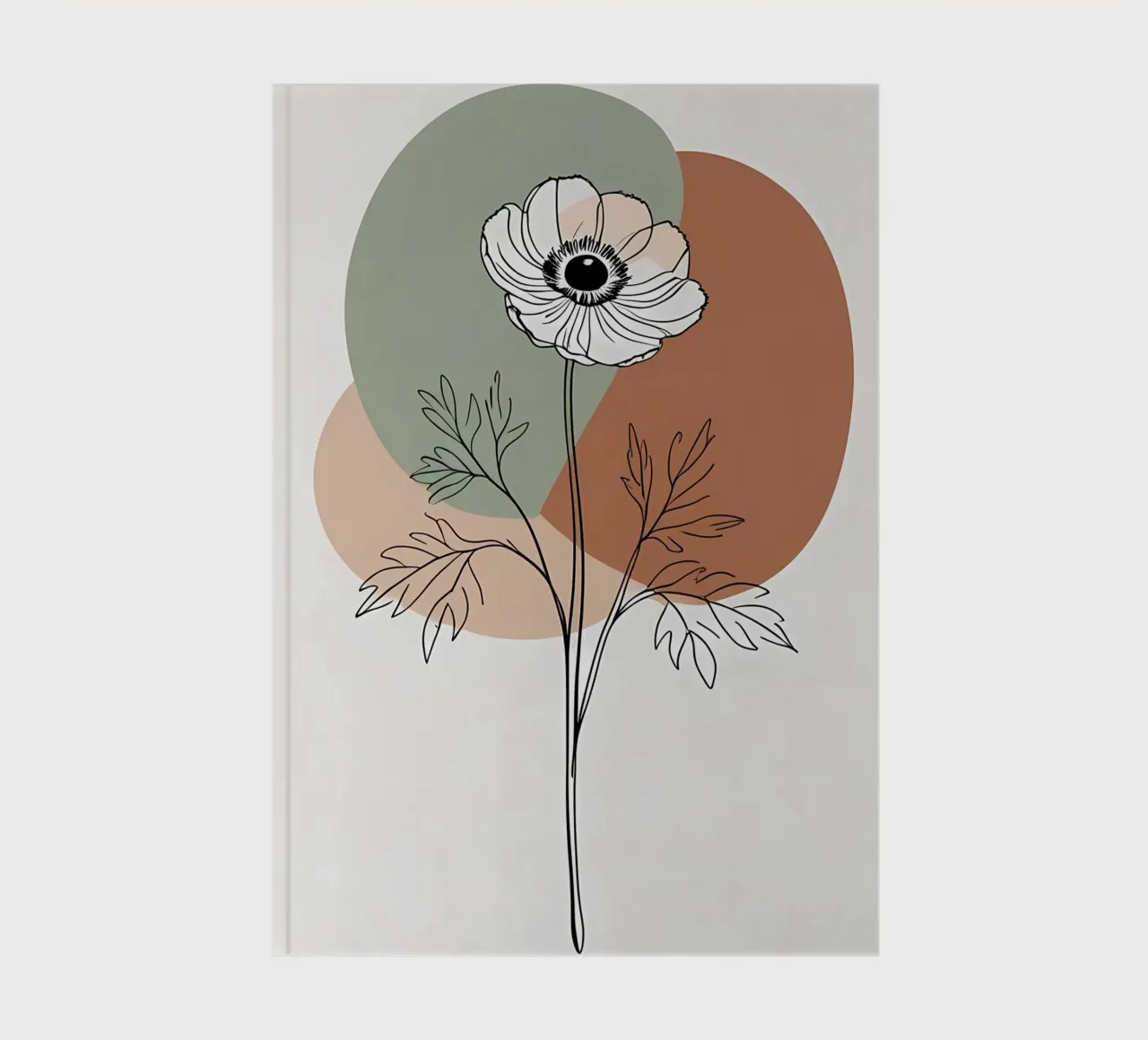 Dessin au trait minimaliste d'une simple fleur d'anémone carnet de notes de Bloom And Brush