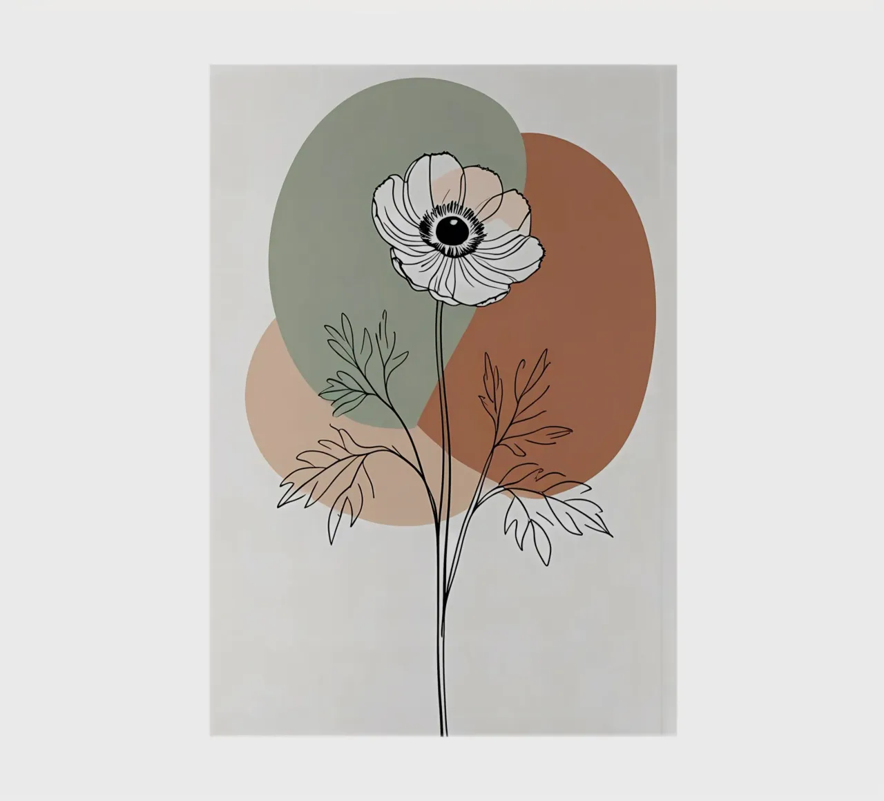 Dessin au trait minimaliste d'une simple fleur d'anémone carnet de notes de Bloom And Brush