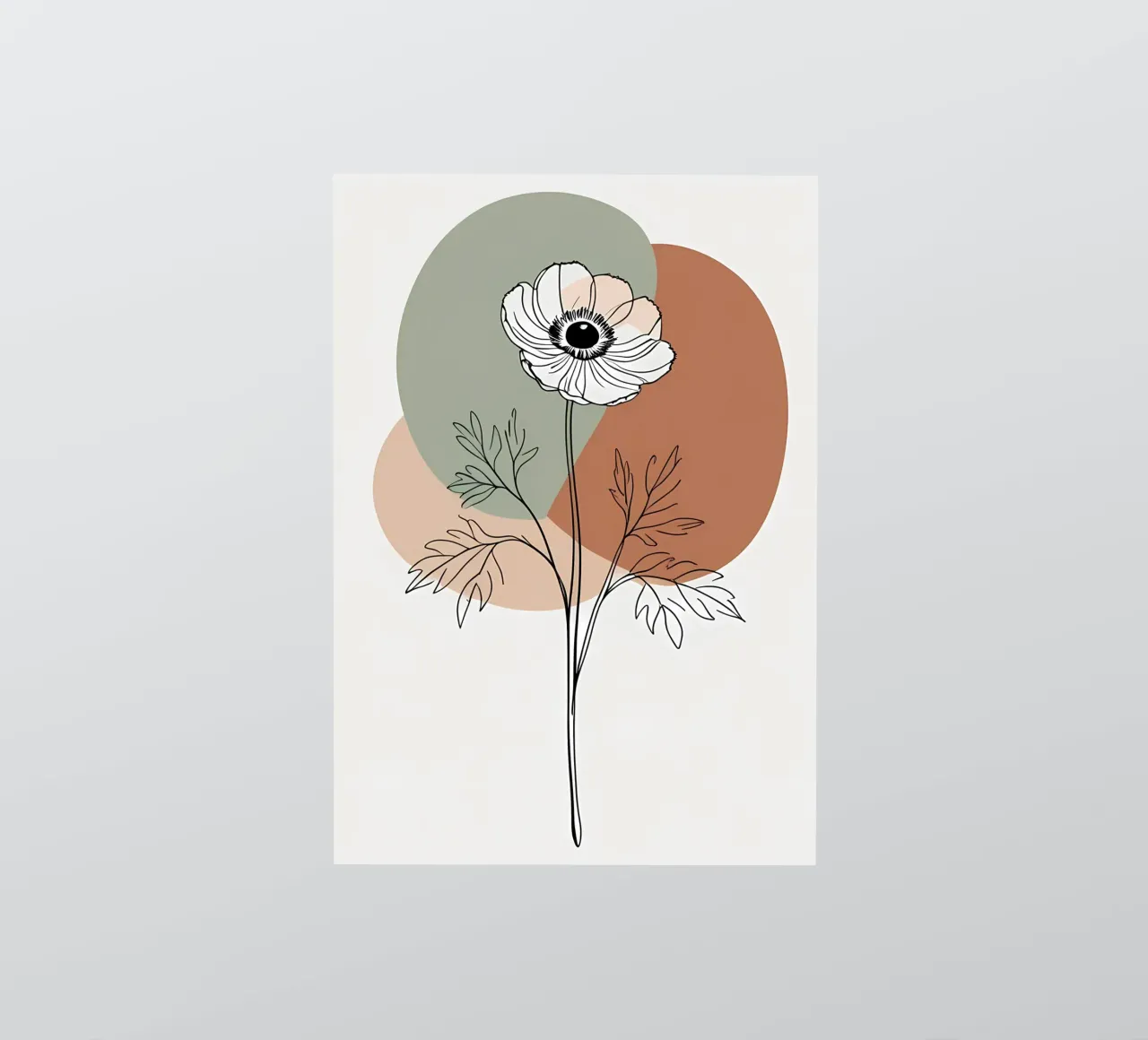 Dessin au trait minimaliste d'une simple fleur d'anémone autocollant de Bloom And Brush