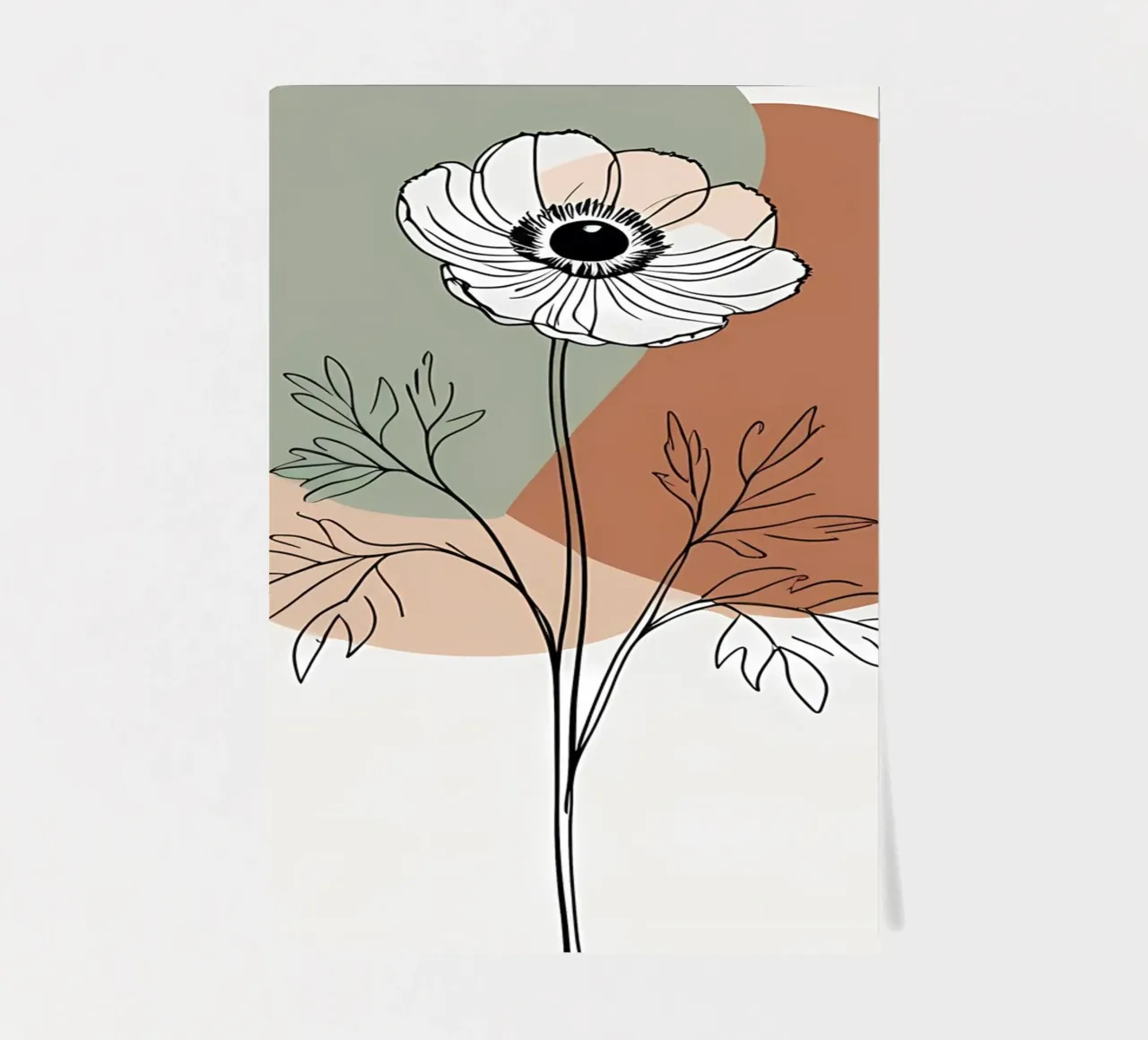 Dessin au trait minimaliste d'une simple fleur d'anémone planche autocollant de Bloom And Brush
