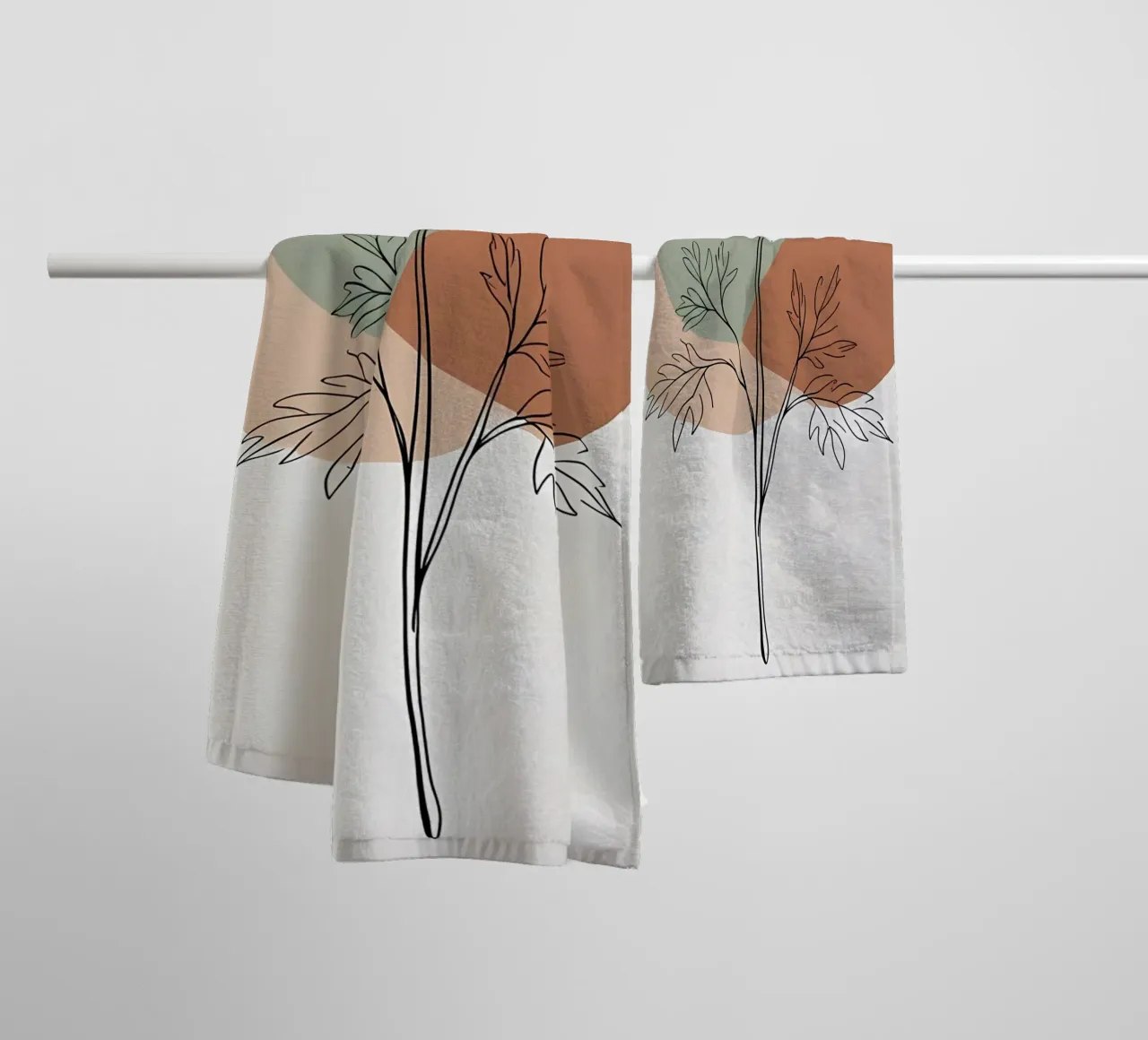 Minimalist line art of a single anemone flower towel by Bloom And Brush