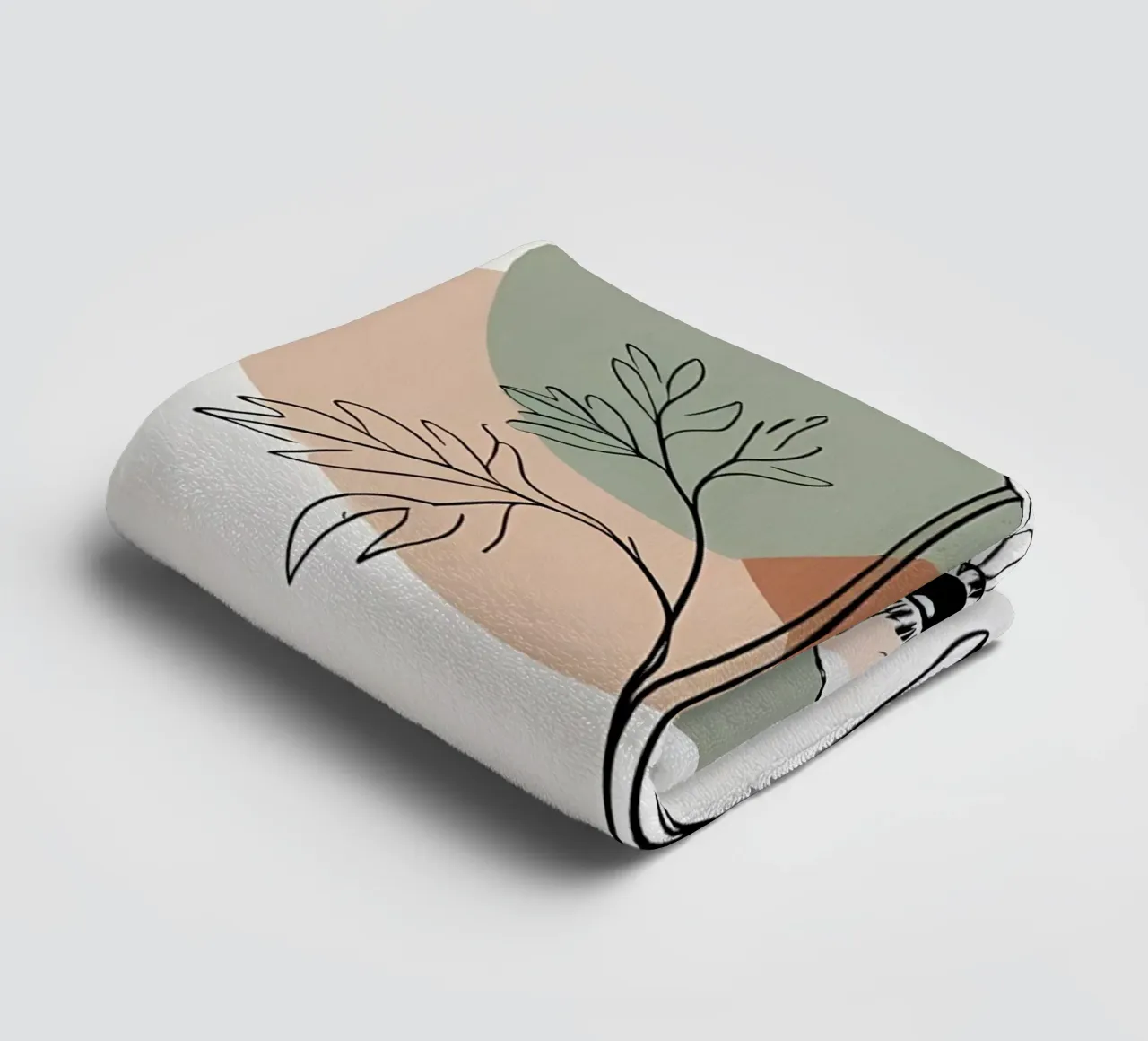 Minimalist line art of a single anemone flower towel by Bloom And Brush
