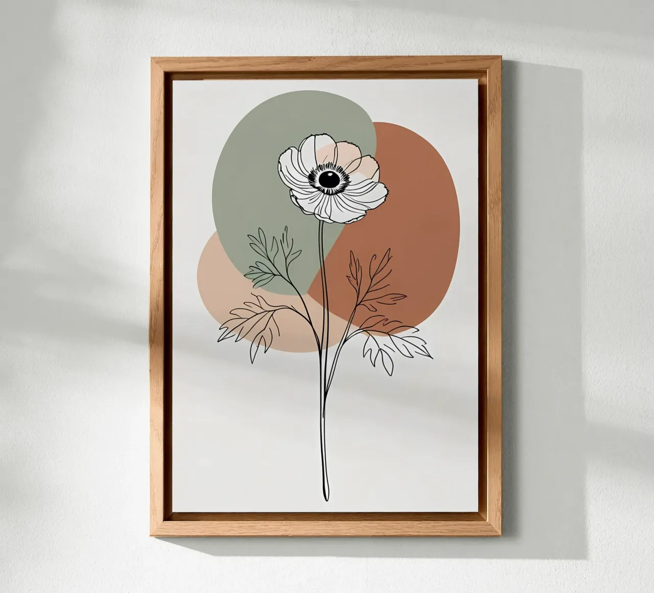 Dessin au trait minimaliste d'une simple fleur d'anémone alu dibond de Bloom And Brush