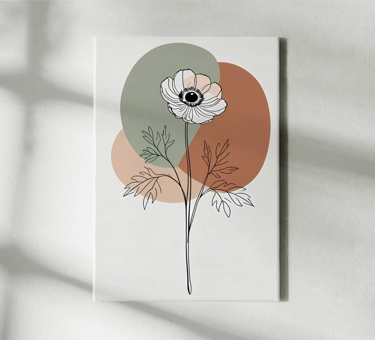 Minimalist line art of a single anemone flower canvas by Bloom And Brush