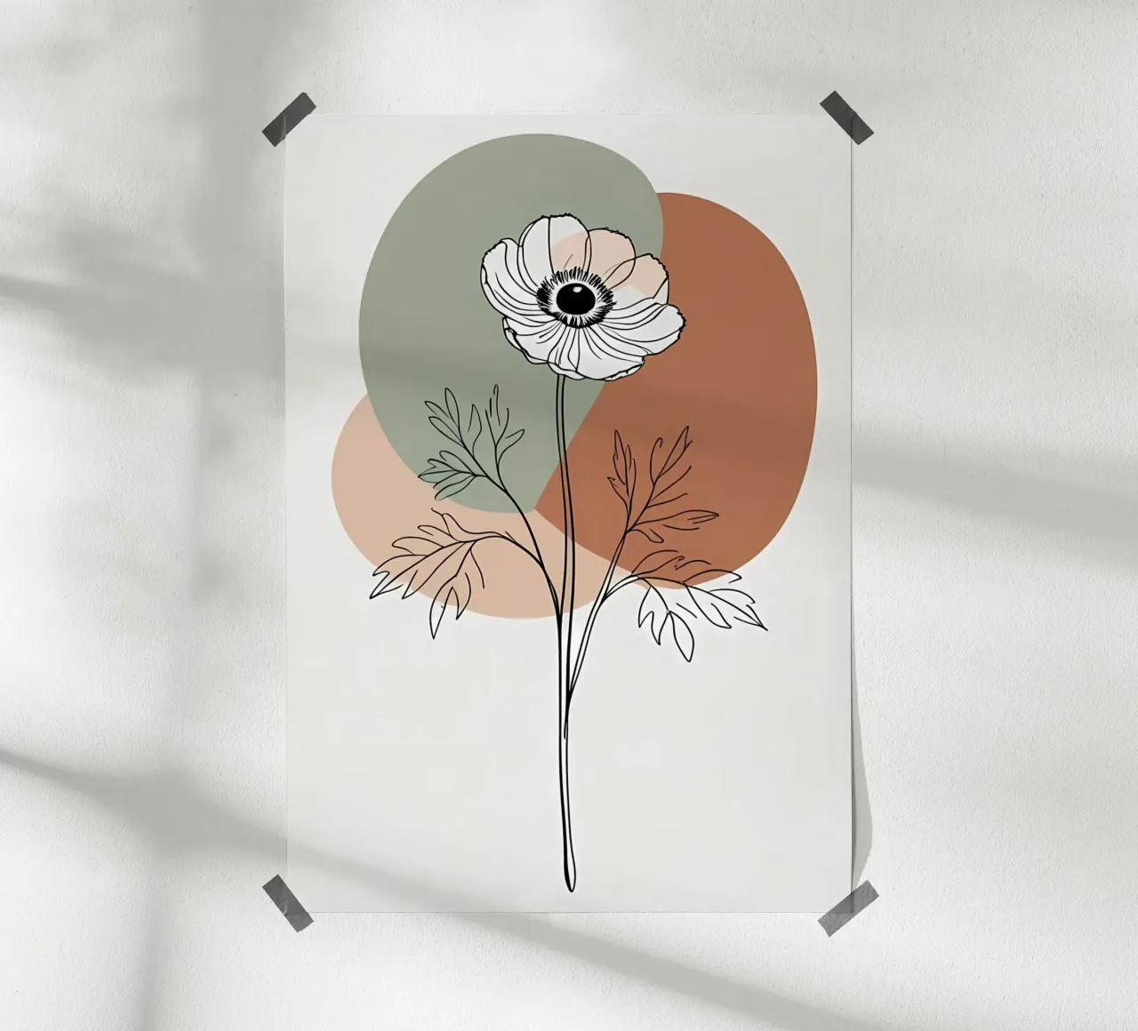 Dessin au trait minimaliste d'une simple fleur d'anémone hahnemühle de Bloom And Brush
