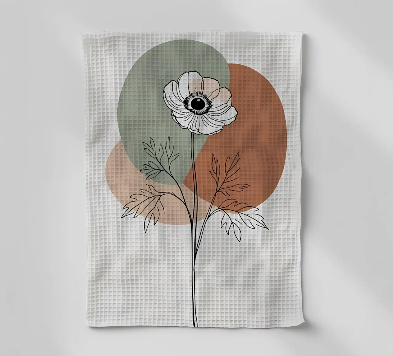 Line art minimalista di un singolo fiore di anemone canovaccio da cucina da Bloom And Brush