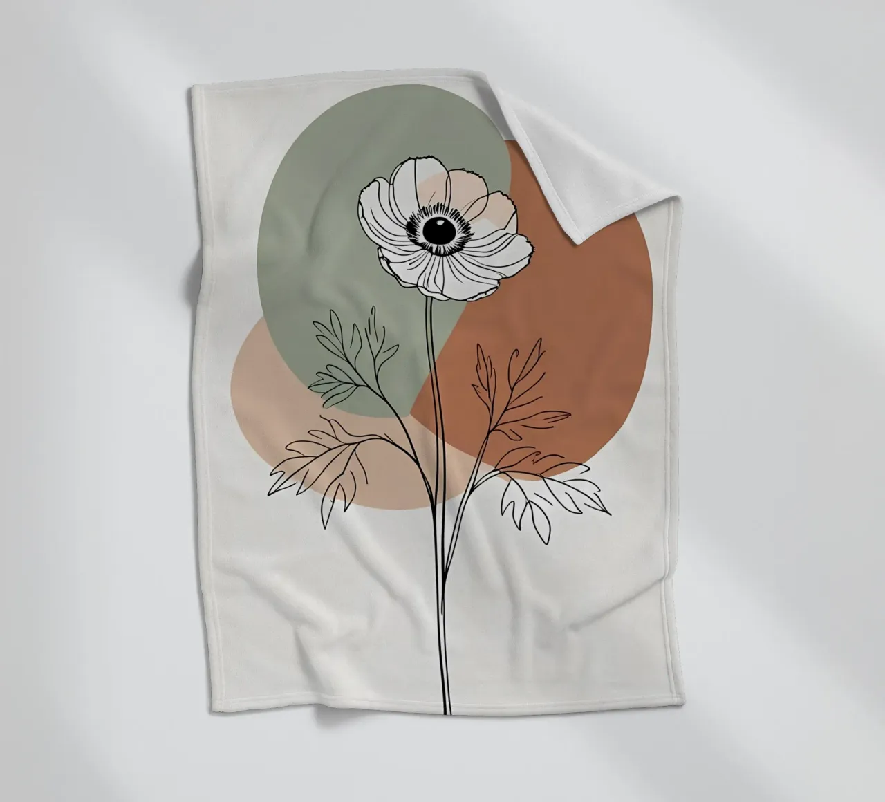 Line art minimalista di un singolo fiore di anemone coperta in pile da Bloom And Brush