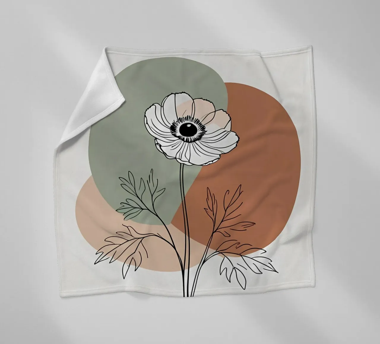 Line art minimalista di un singolo fiore di anemone coperta in pile da Bloom And Brush