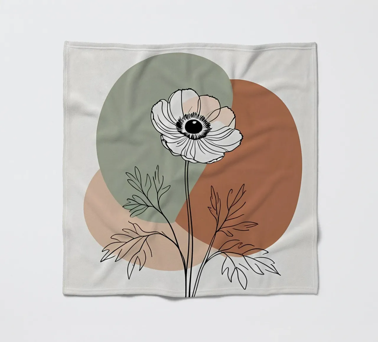 Line art minimalista di un singolo fiore di anemone coperta in pile da Bloom And Brush