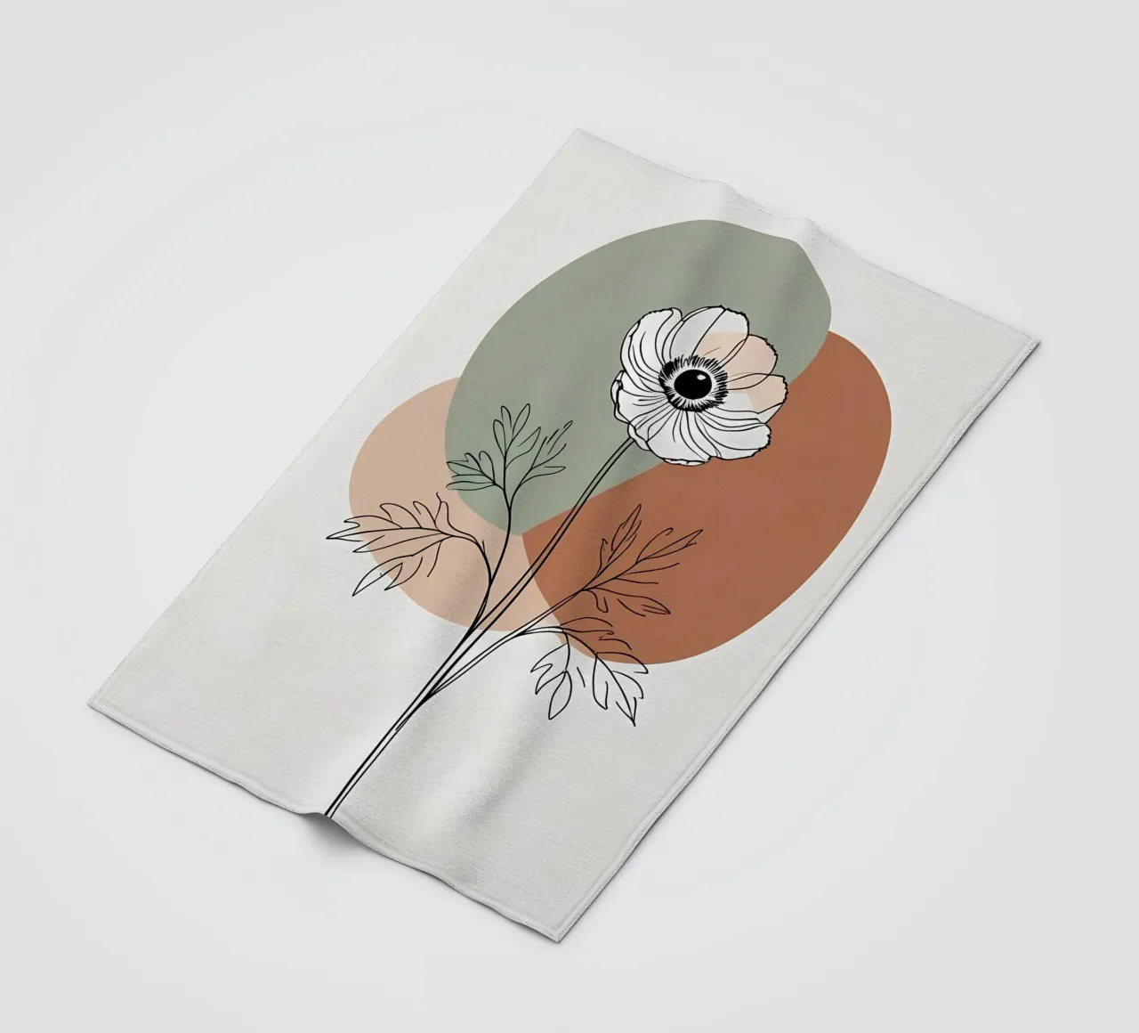 Line art minimalista di un singolo fiore di anemone coperta in pile da Bloom And Brush