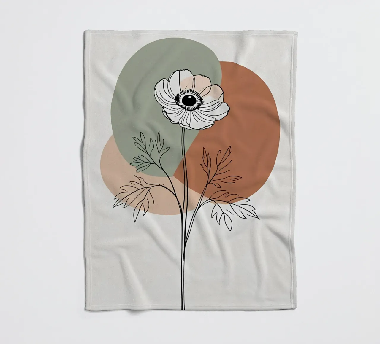 Line art minimalista di un singolo fiore di anemone coperta in pile da Bloom And Brush