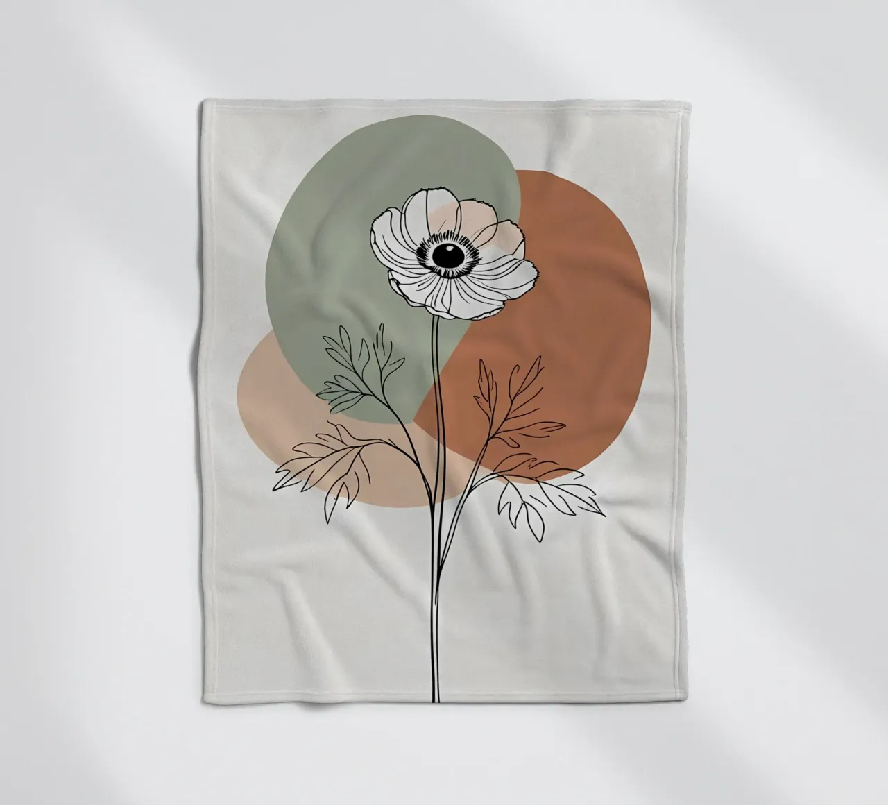 Line art minimalista di un singolo fiore di anemone coperta in pile da Bloom And Brush