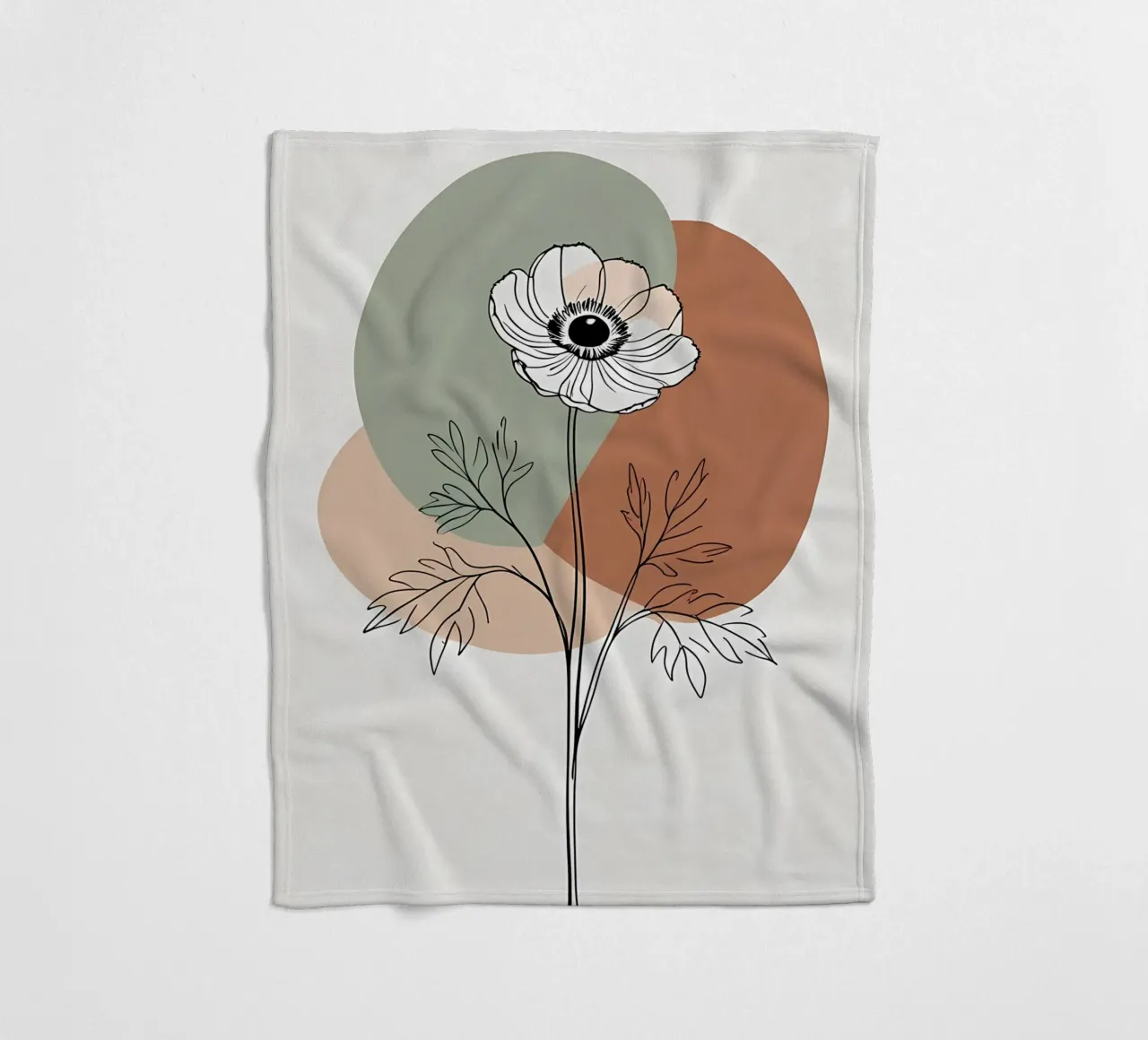 Line art minimalista di un singolo fiore di anemone coperta in pile da Bloom And Brush