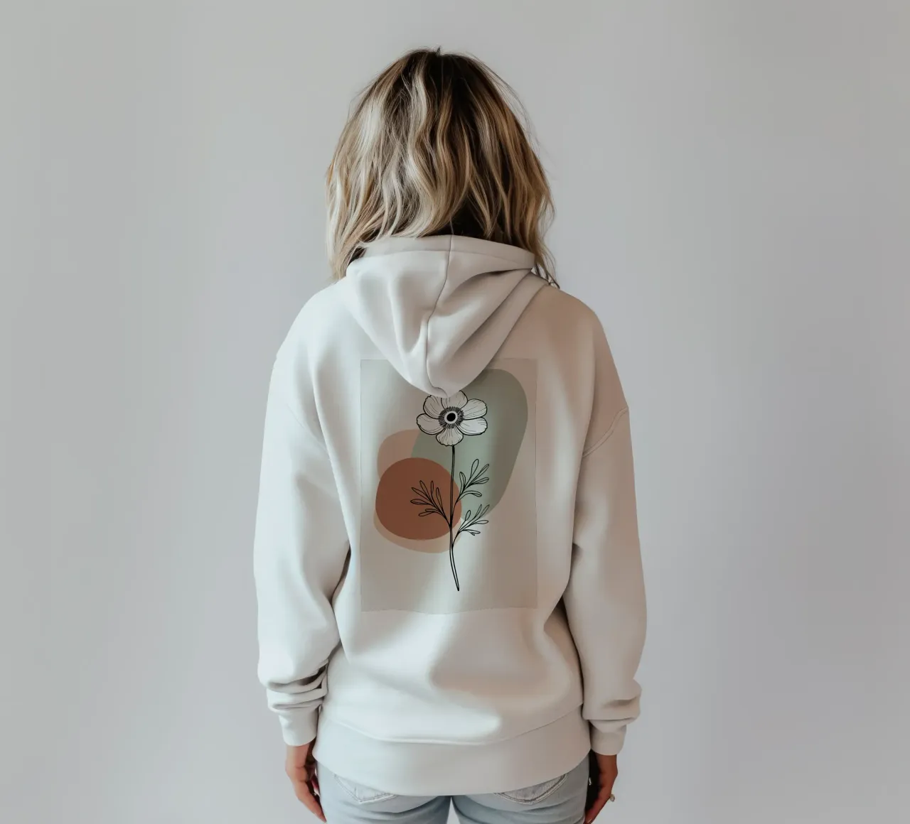 Dessin au trait minimaliste d'une simple fleur d'anémone sweat à capuche de Bloom And Brush