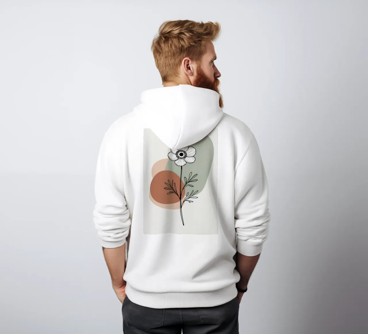Dessin au trait minimaliste d'une simple fleur d'anémone sweat à capuche de Bloom And Brush