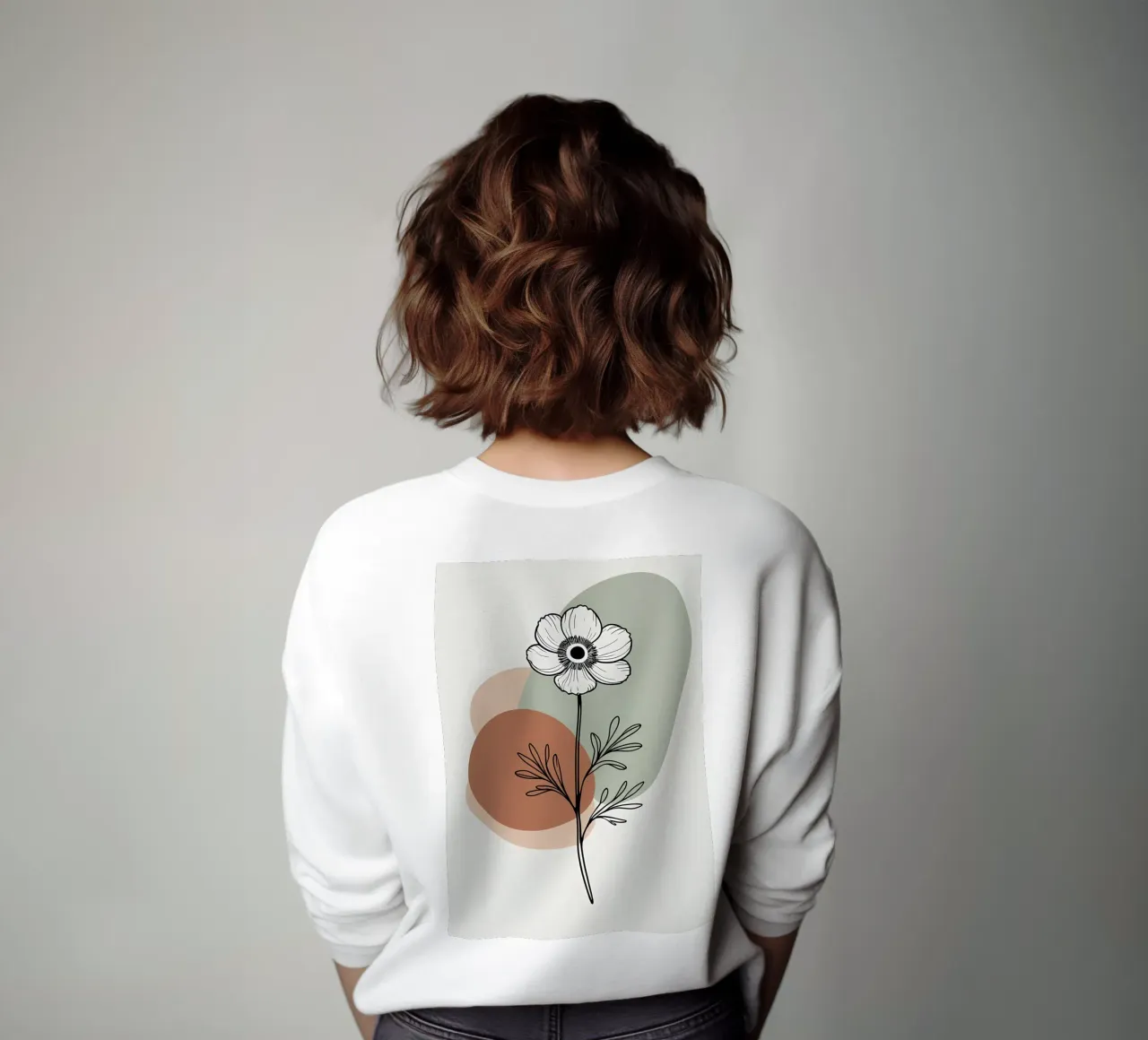 Line art minimalista di un singolo fiore di anemone felpa da Bloom And Brush
