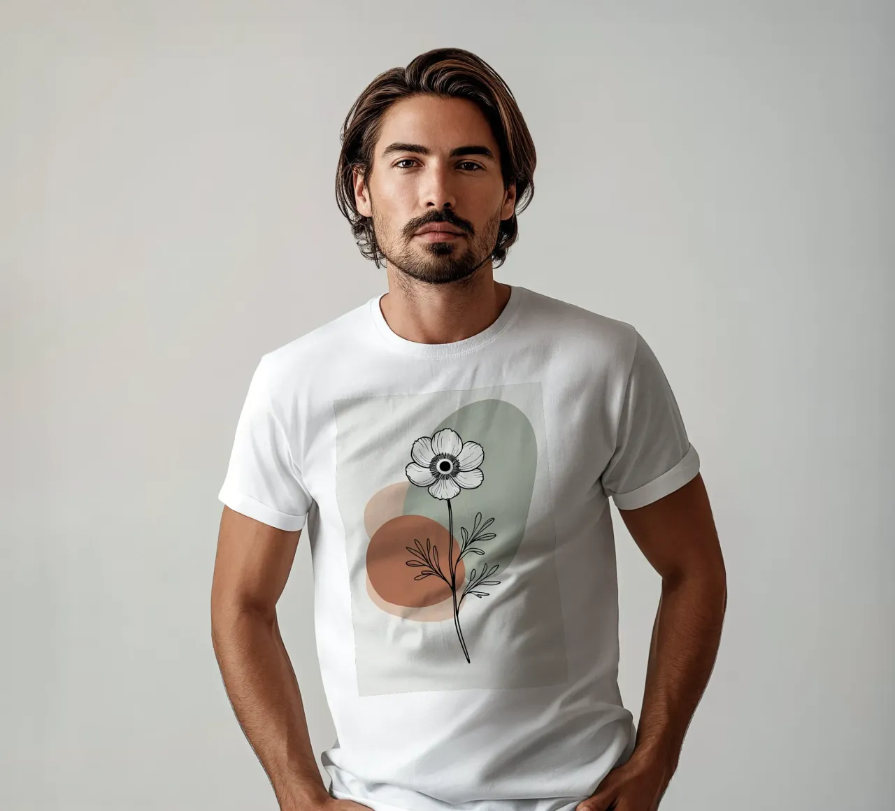 Line art minimalista di un singolo fiore di anemone t-shirt da Bloom And Brush