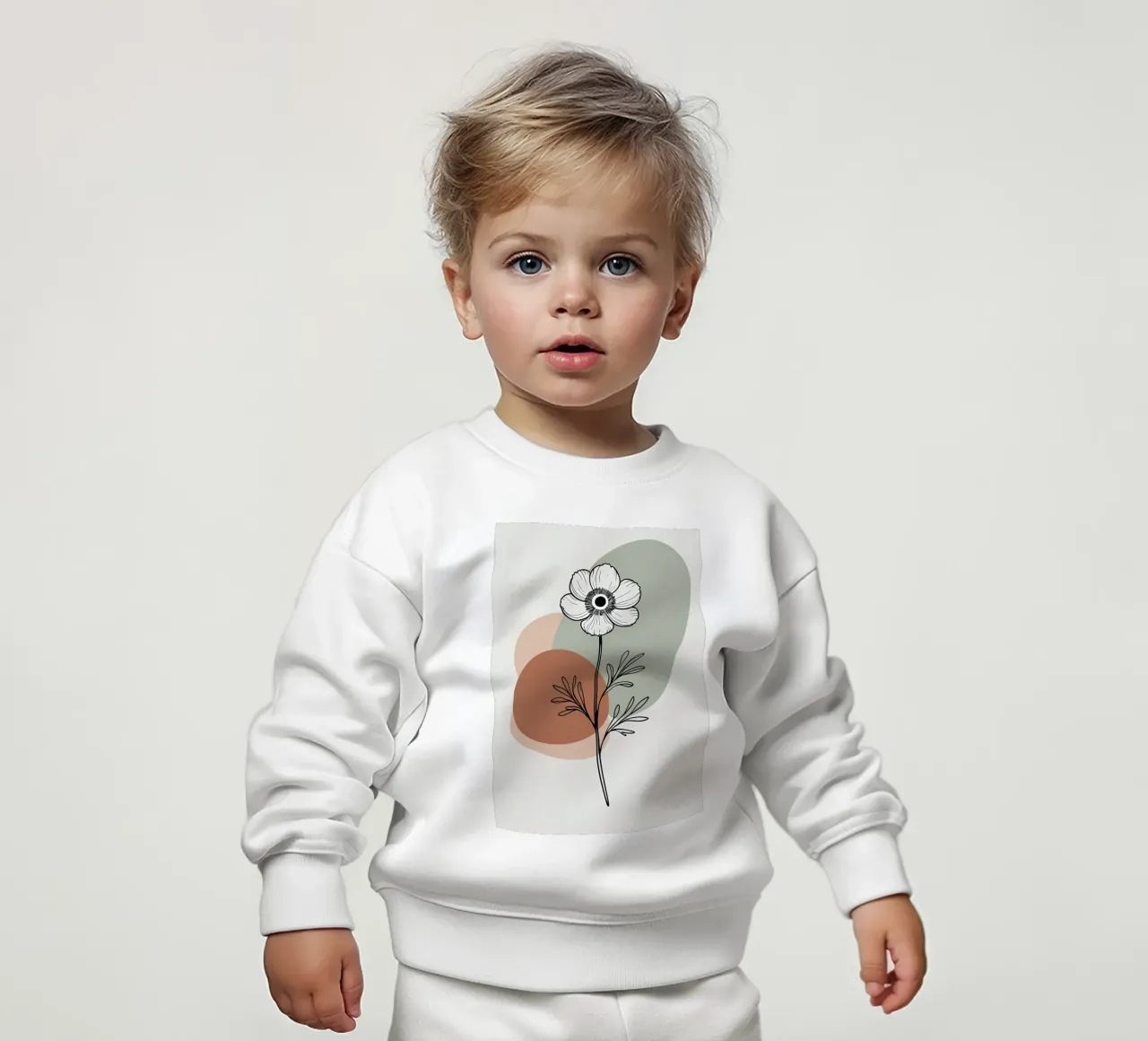 Dessin au trait minimaliste d'une simple fleur d'anémone sweat pour bébé de Bloom And Brush