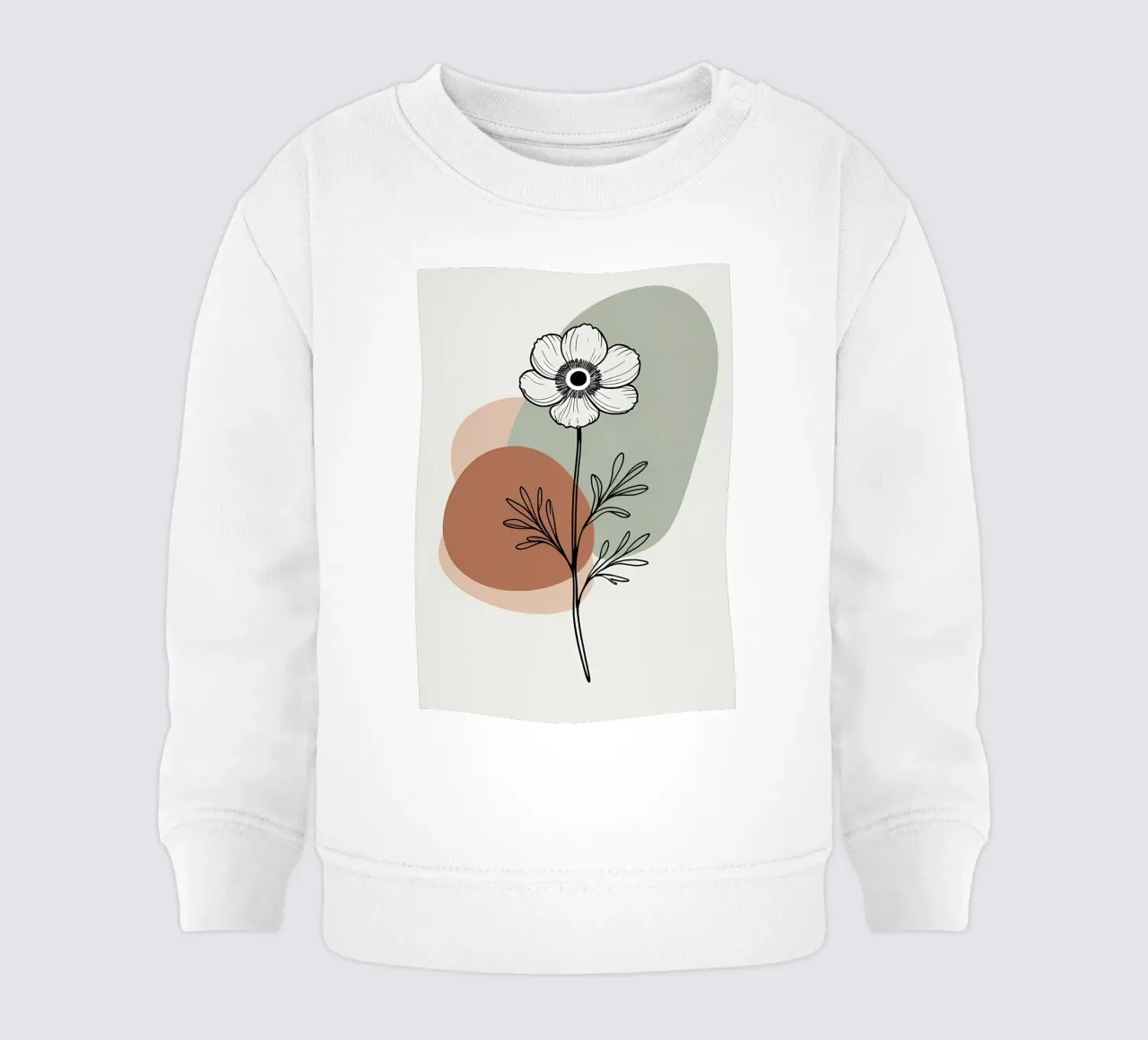 Dessin au trait minimaliste d'une simple fleur d'anémone sweat pour bébé de Bloom And Brush