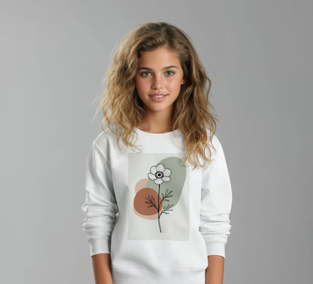 Line art minimalista di un singolo fiore di anemone felpa bambino da Bloom And Brush
