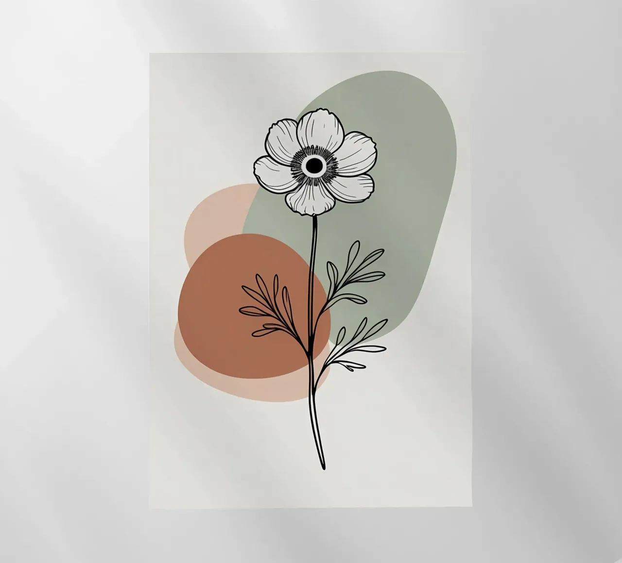 Line art minimalista di un singolo fiore di anemone pellicola backlit da Bloom And Brush