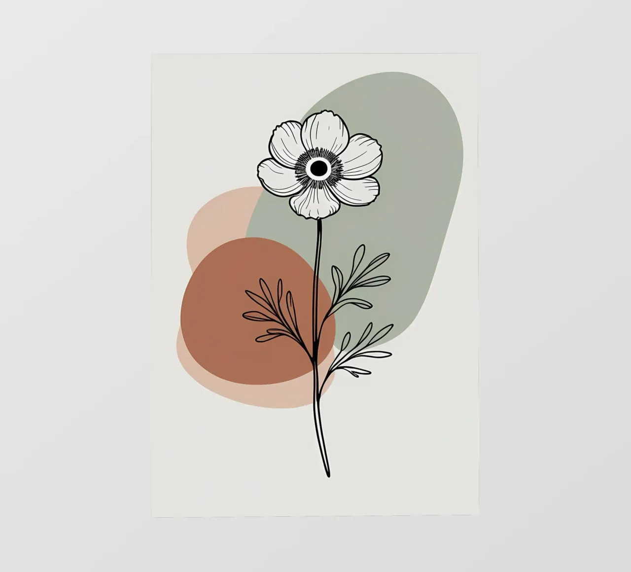 Dessin au trait minimaliste d'une simple fleur d'anémone bâche pvc de Bloom And Brush