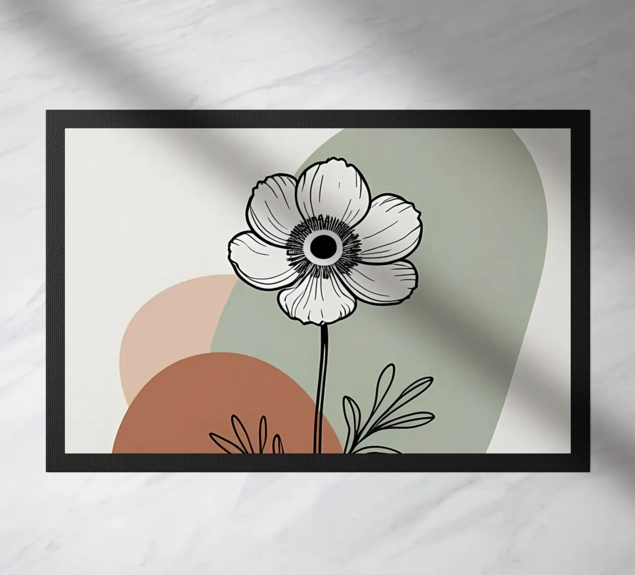 Dessin au trait minimaliste d'une simple fleur d'anémone paillasson de Bloom And Brush