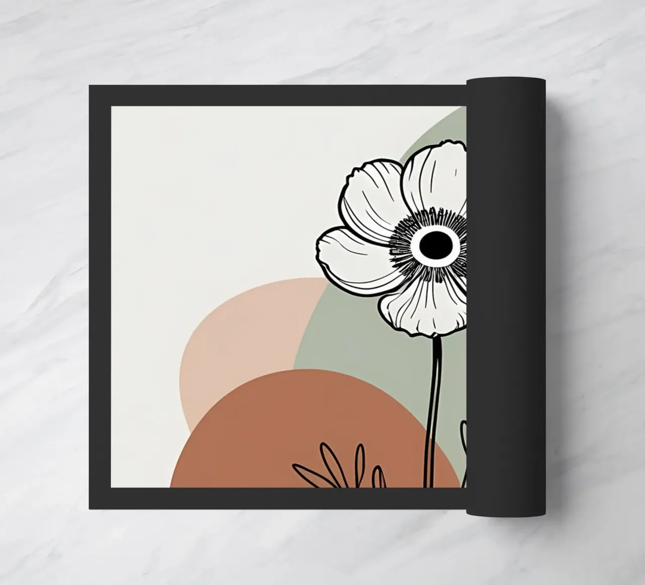 Dessin au trait minimaliste d'une simple fleur d'anémone paillasson de Bloom And Brush