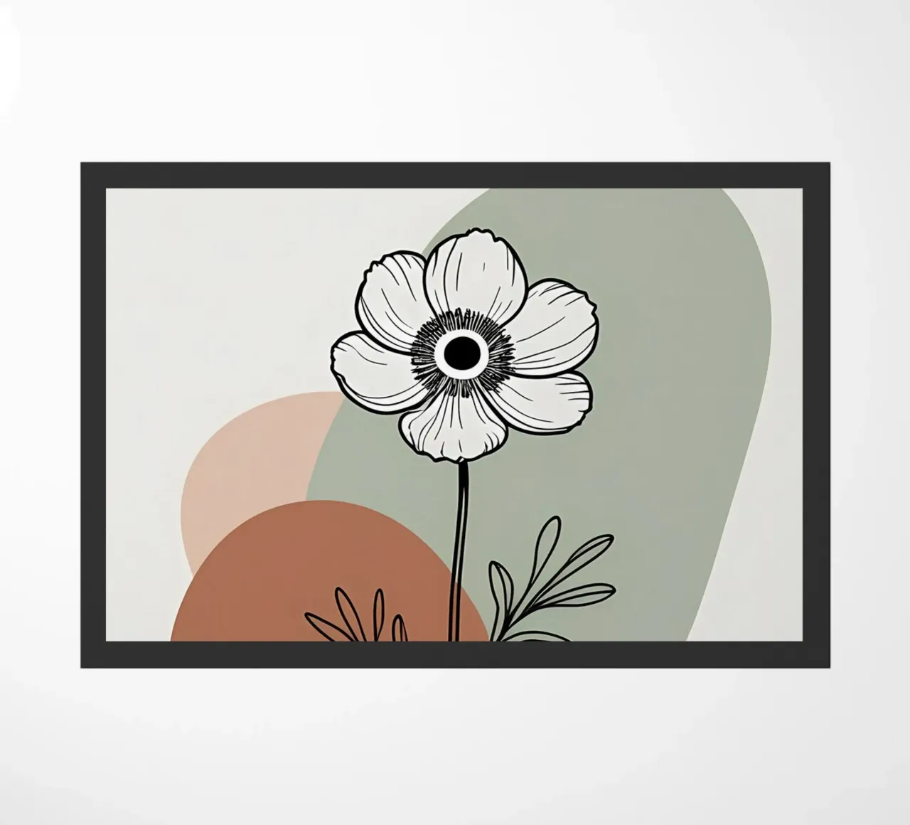 Dessin au trait minimaliste d'une simple fleur d'anémone paillasson de Bloom And Brush