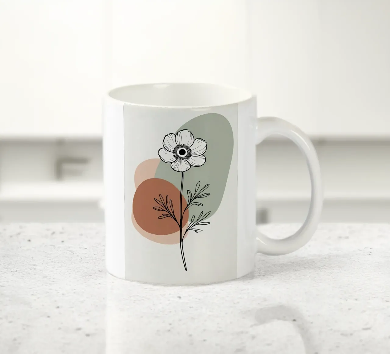 Dessin au trait minimaliste d'une simple fleur d'anémone mug en céramique de Bloom And Brush