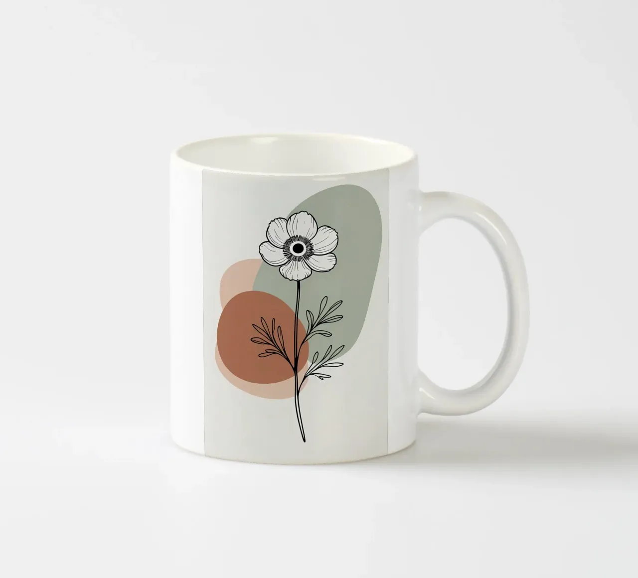 Dessin au trait minimaliste d'une simple fleur d'anémone mug en céramique de Bloom And Brush