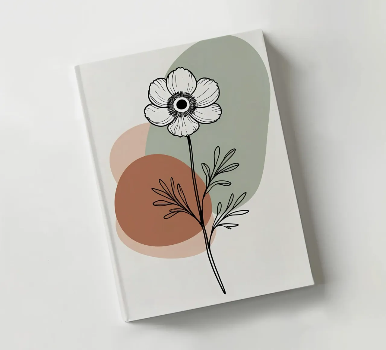 Dessin au trait minimaliste d'une simple fleur d'anémone carnet de notes de Bloom And Brush