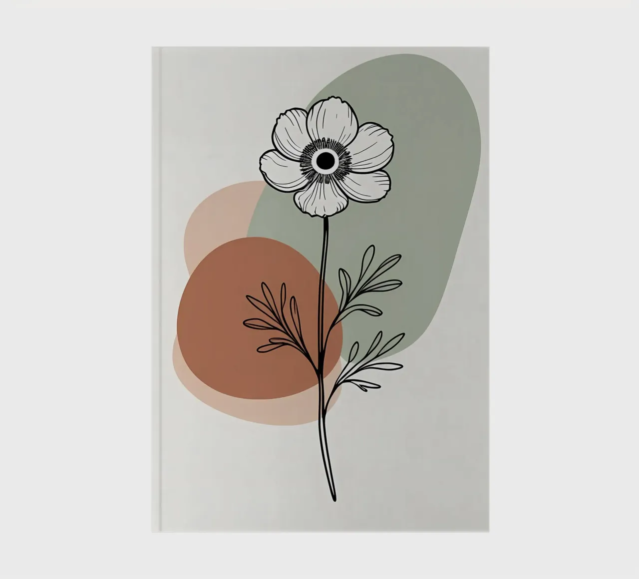 Dessin au trait minimaliste d'une simple fleur d'anémone carnet de notes de Bloom And Brush