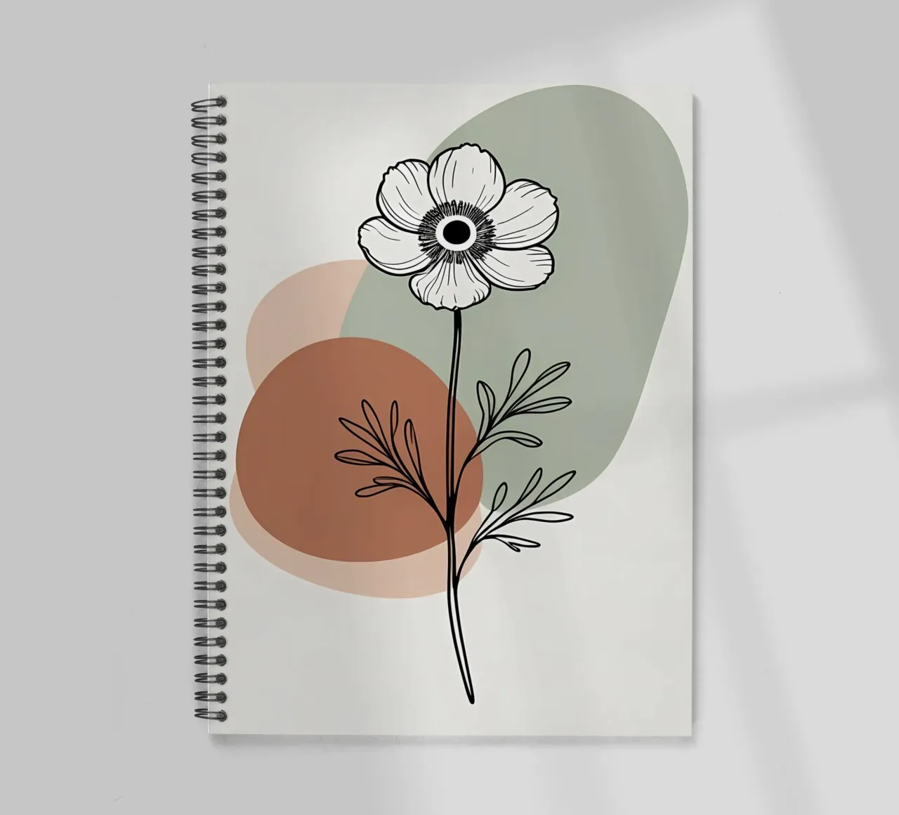 Dessin au trait minimaliste d'une simple fleur d'anémone carnet à spirale de Bloom And Brush