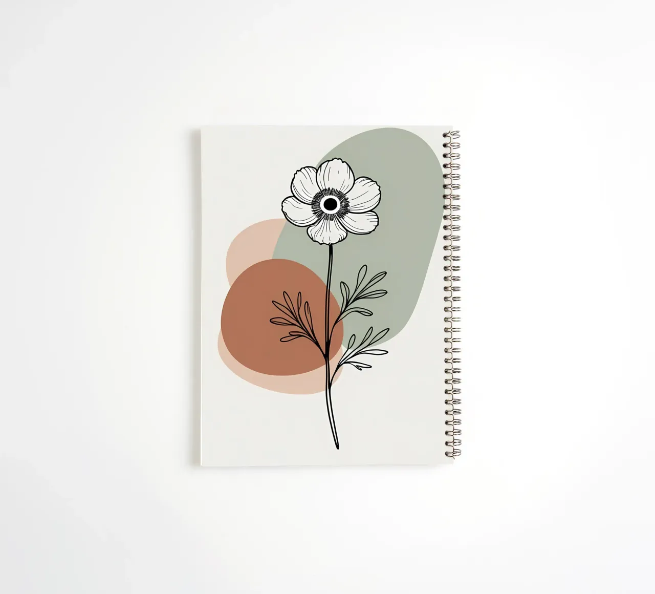 Dessin au trait minimaliste d'une simple fleur d'anémone carnet à spirale de Bloom And Brush