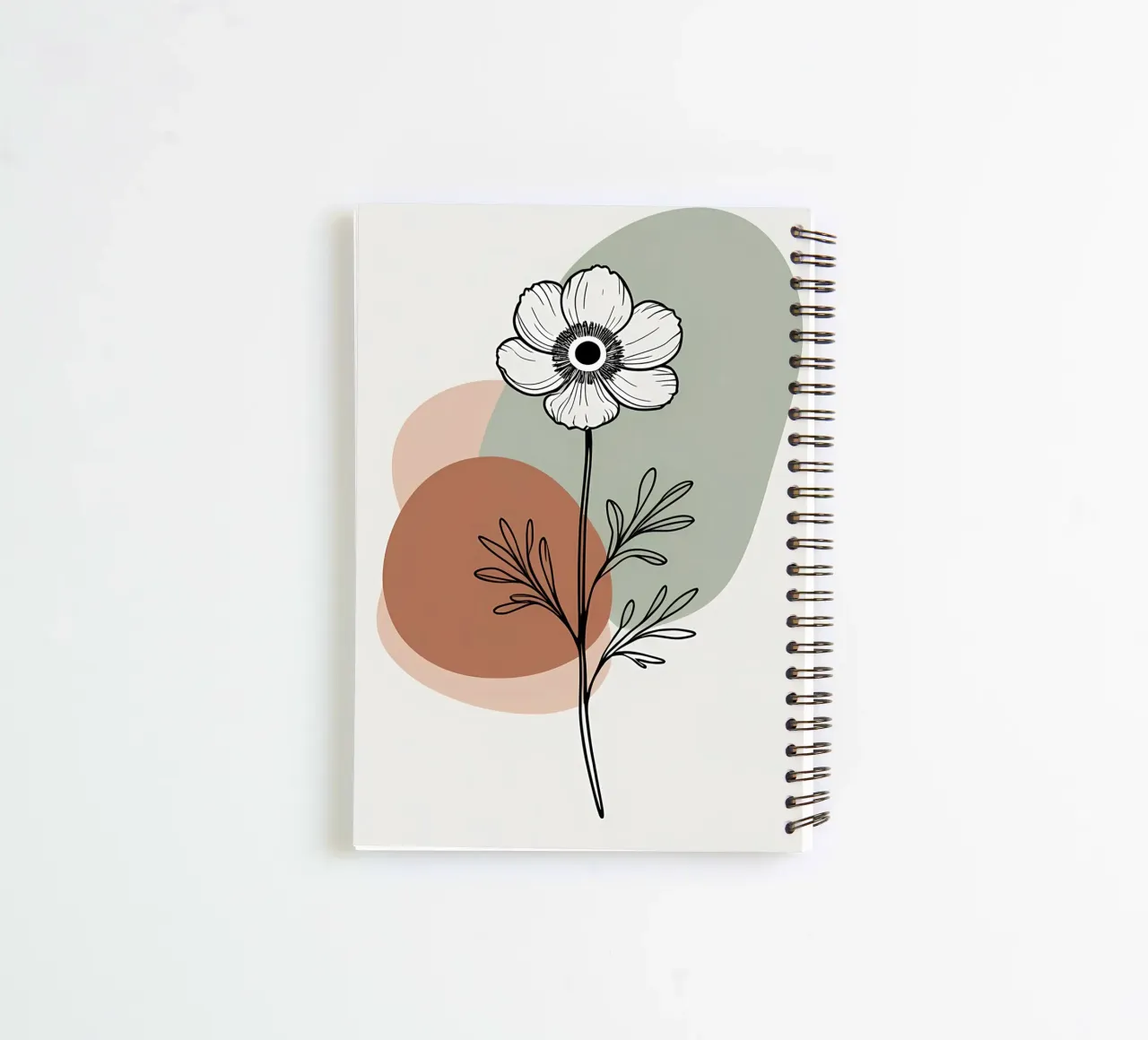 Dessin au trait minimaliste d'une simple fleur d'anémone carnet à spirale de Bloom And Brush