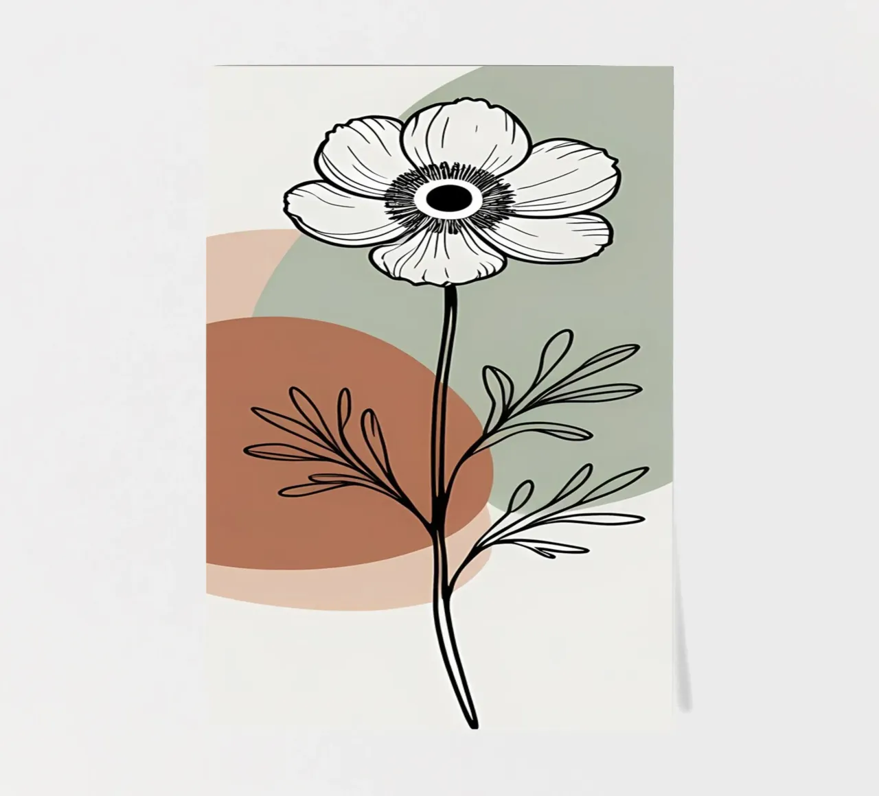 Dessin au trait minimaliste d'une simple fleur d'anémone planche autocollant de Bloom And Brush
