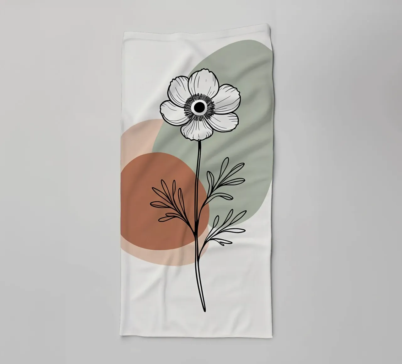 Dessin au trait minimaliste d'une simple fleur d'anémone serviette de bain de Bloom And Brush