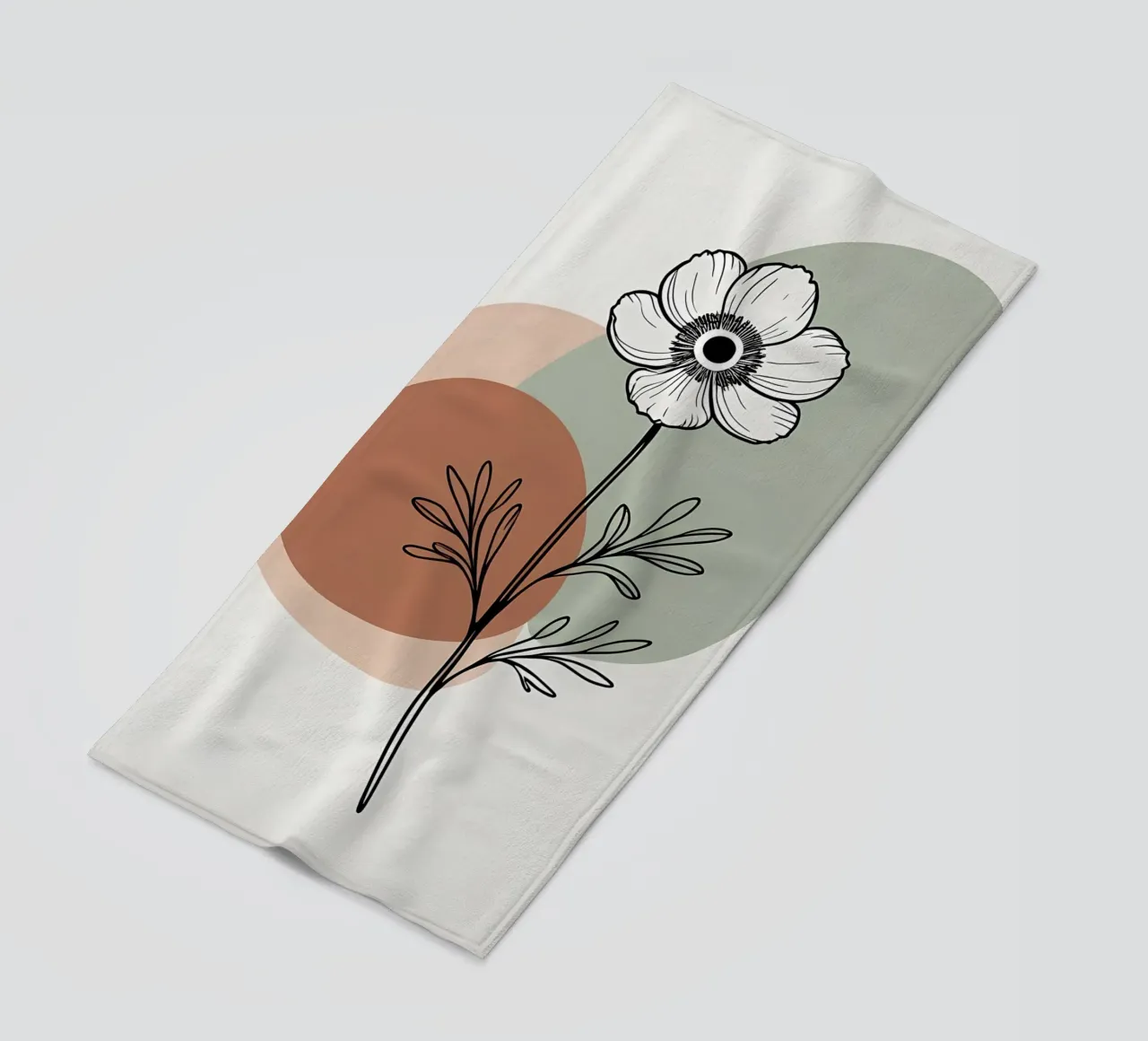 Dessin au trait minimaliste d'une simple fleur d'anémone serviette de plage de Bloom And Brush