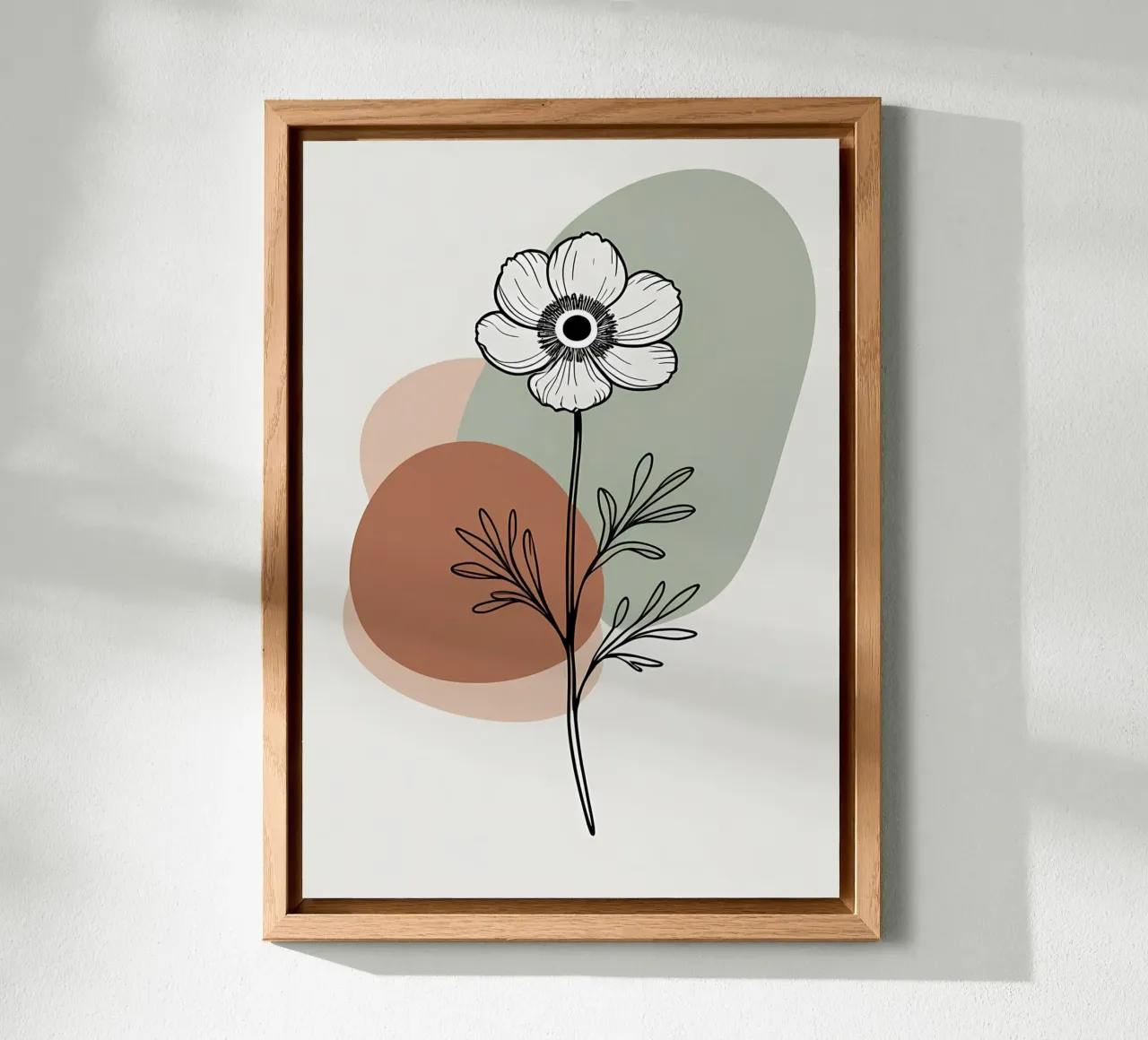 Dessin au trait minimaliste d'une simple fleur d'anémone alu dibond de Bloom And Brush