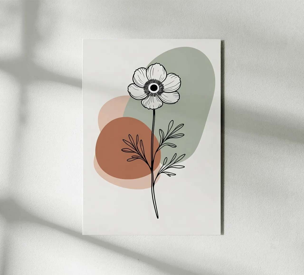 Dessin au trait minimaliste d'une simple fleur d'anémone alu dibond de Bloom And Brush